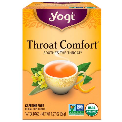 Yogi Tea, Organic, Throat Comfort, Caffeine Free, 16 Tea Bags, 1.27 oz (36 g) Review