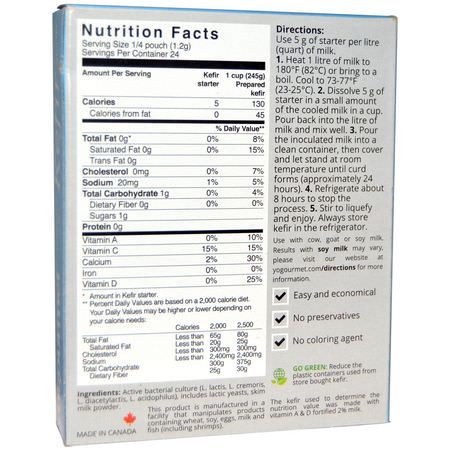 Probiotika, Matsmältning, Kosttillskott, Vinjärn: Yogourmet, Kefir Starter, Freeze-Dried, 6 Packets, 5 g Each