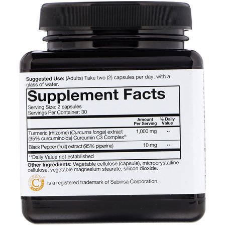 Curcumin, Gurkmeja, Antioxidanter, Kosttillskott: Youtheory, Turmeric, Extra Strength Formula, 1,000 mg, 60 Capsules