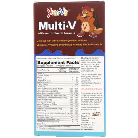 Multivitaminer För Barn, Hälsa, Barn, Baby: YumV's, Multi V with Multi-Mineral Formula, Milk Chocolate Flavor, 60 Bears