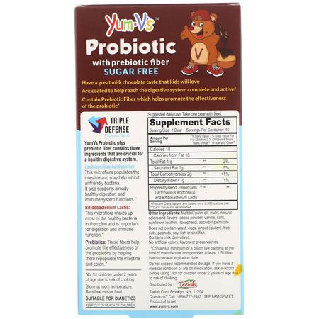 Probiotika För Barn, Hälsa, Barn, Baby: YumV's, Probiotic with Prebiotic Fiber, Milk Chocolate, Sugar-Free, 40 Bears