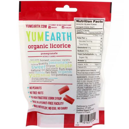 Godis, Choklad: YumEarth, Organic Licorice, Pomegranate, 5 oz (142 g)