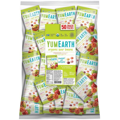 YumEarth, Sour Jelly Beans, Snack Pack (Bulk), 50 Snack Packs, 20 g Each Review