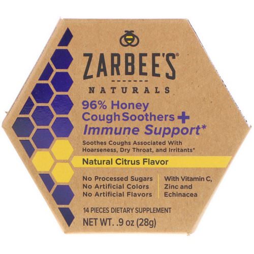 Zarbee's, 96% Honey Cough Soothers + Immune Support, Natural Citrus Flavor, 14 Pieces Review
