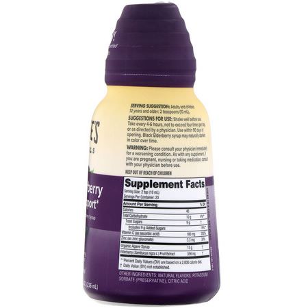 Influensa, Hosta, Förkylning, Kosttillskott: Zarbee's, Black Elderberry Immune Support, 8 fl oz (236 ml)