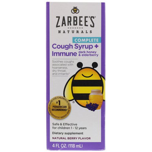 Zarbee's, Children's Complete Cough Syrup + Immune with Dark Honey & Elderberry, Natural Berry Flavor, 4 fl oz (118 ml) Review