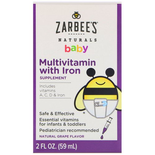 Zarbee's, Naturals, Baby, Multivitamin, with Iron, Natural Grape Flavor, 2 fl oz (59 ml) Review
