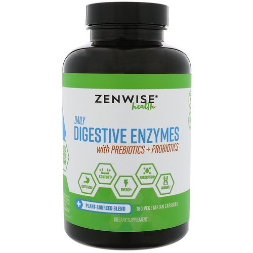 Zenwise Health, Daily Digestive Enzymes with Prebiotics + Probiotics, 180 Vegetarian Capsules Review
