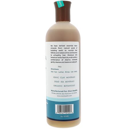 Schampo, Hårvård, Bad: Zion Health, Adama, Ancient Minerals Shampoo, White Coconut, 16 fl oz (473 ml)