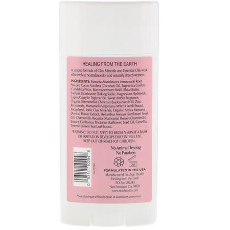 Deodorant, Bath: Zion Health, Bold, Clay Dry Deodorant, Sweet Amber, 2.8 oz (80 g)