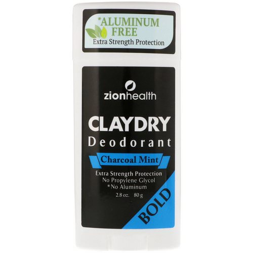 Zion Health, Bold, ClayDry Deodorant, Charcoal Mint, 2.8 oz (80 g) Review