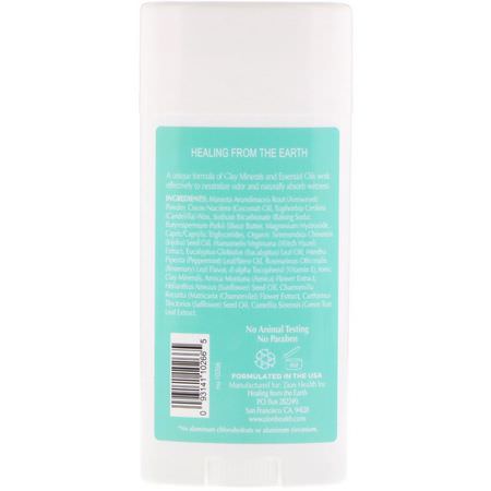 Deodorant, Bath: Zion Health, Bold, ClayDry Deodorant, Eucalyptus Mint, 2.8 oz (80 g)