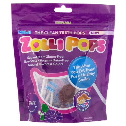 Zollipops, The Clean Teeth Pops, Grape, 15 ZolliPops, 3.1 oz Review