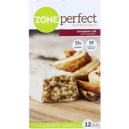 Näringsstänger: ZonePerfect, Nutrition Bars, Cinnamon Roll, 12 Bars, 1.76 oz (50 g) Each