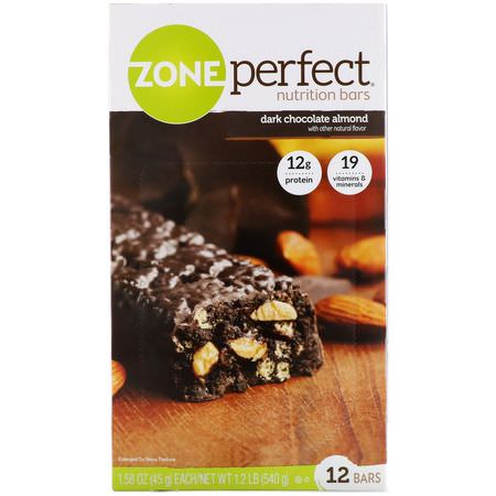 Näringsstänger: ZonePerfect, Nutrition Bars, Dark Chocolate Almond, 12 Bars, 1.58 oz (45 g) Each