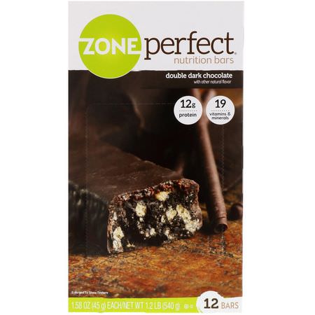Näringsstänger: ZonePerfect, Nutrition Bars, Double Dark Chocolate, 12 Bars, 1.58 oz (45 g) Each